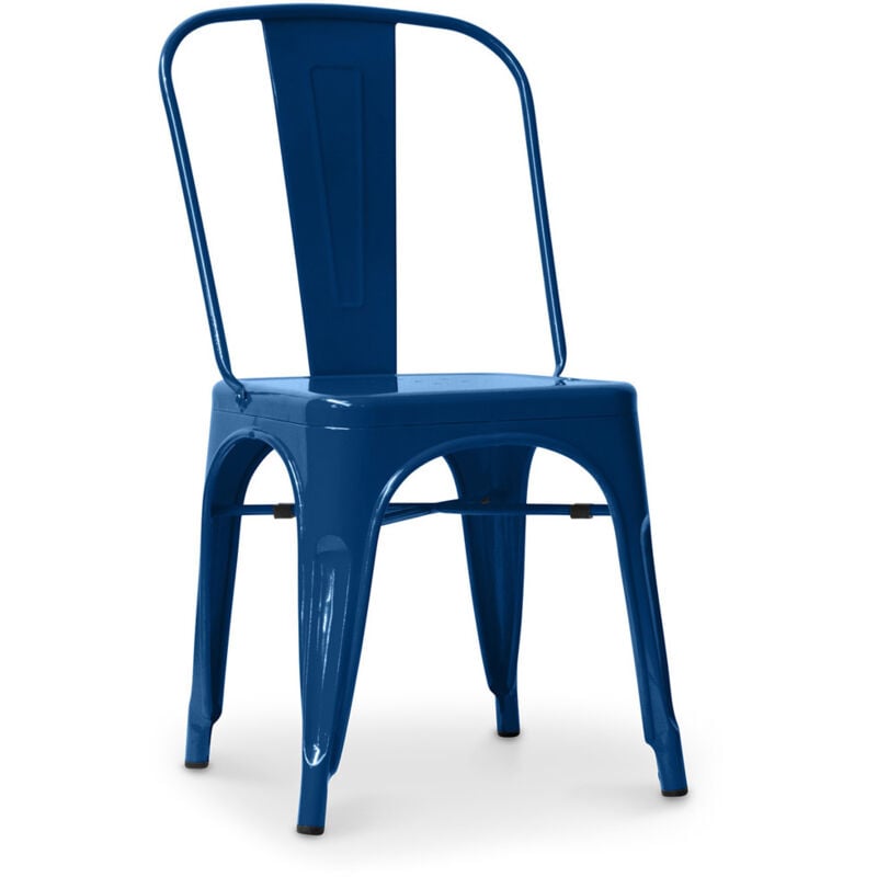 Chaise en acier de salle à manger - Design industriel - Nouvelle édition - Stylix Bleu foncé