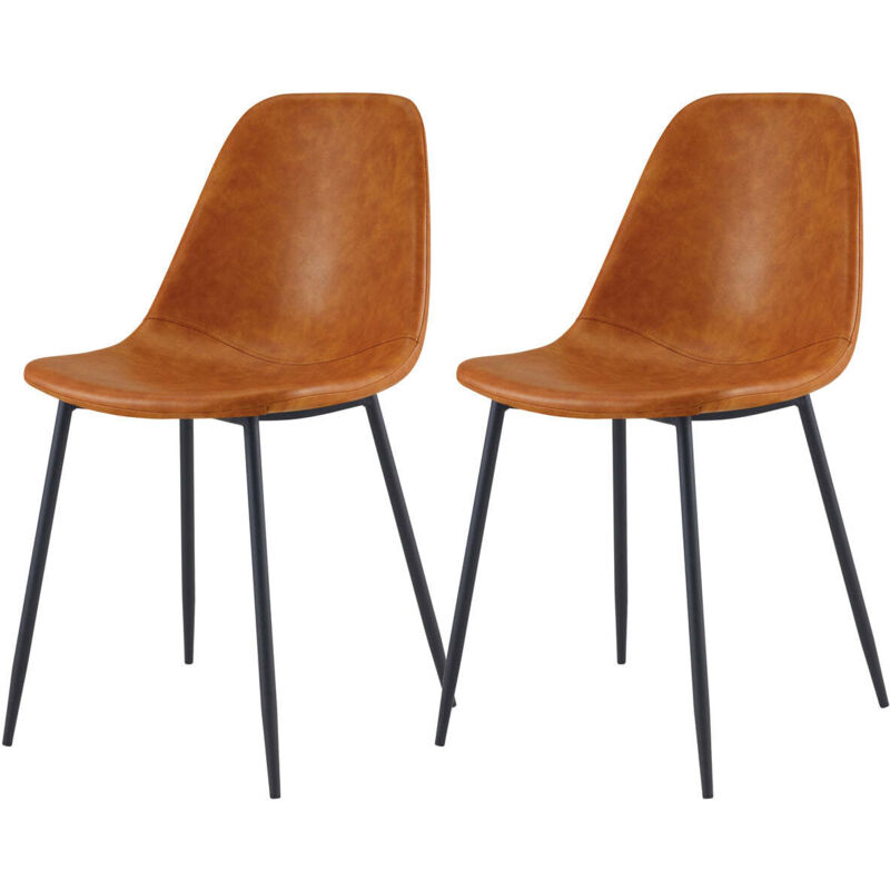 Lot de 2 chaises en cuir synthétique camel - henrik