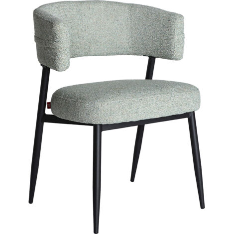 Chaise minimaliste verte effet marbré et pieds en fer noir mat - Vert marbré et noir mat