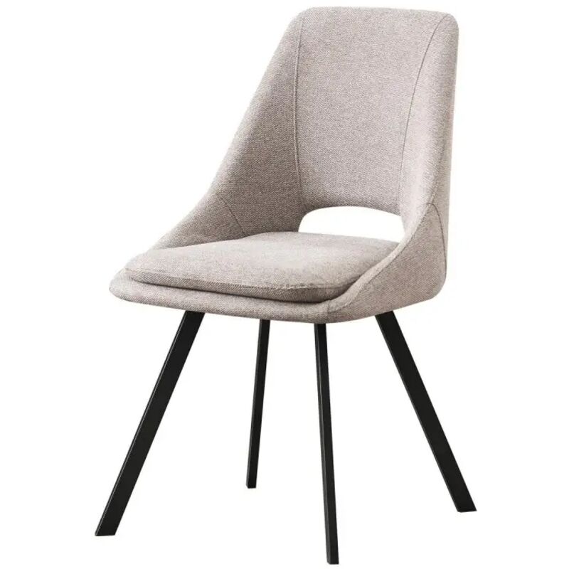 Chaise Miranda en tissu beige avec pieds en métal noir 56x48x85
