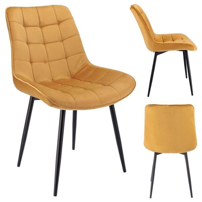 Chaise MISTY recouverte de velours moutarde
