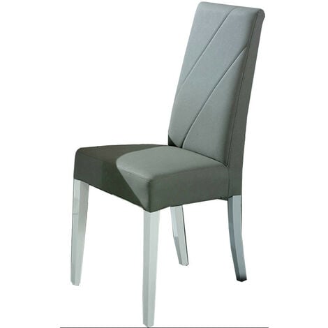Lot de 2 chaises en bois blanc et tissu gris - CHARMY BLANC