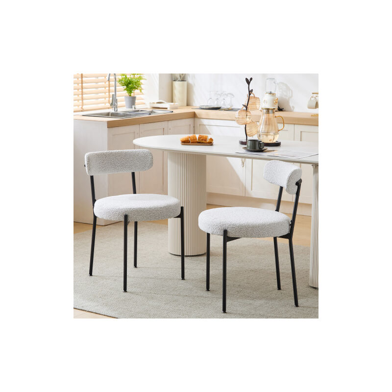 Ineasicer - Chaise moderne Chaise de salle à manger en tissu bouclé, [Set-2 St] , chaise rembourrée ronde en tissu éponge , convient pour la