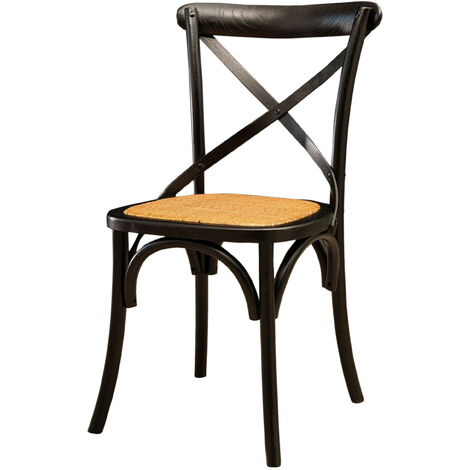 Chaise en bois Thonet pour table à manger restaurant pizzeria cuisine fermes arte povera bois vieilli L48xPR52xH88 Cm - noire