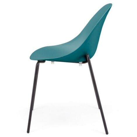 Chaise moderne en polypropylène et métal noir Zola - Lot de 4-Jaune moutarde
