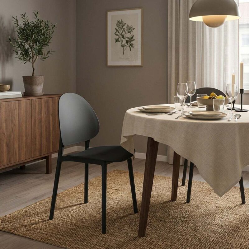 Chaise de cuisine salon et jardin moderne en polypropylène Gladys - Gris foncé