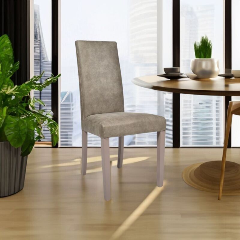 Toscohome - Chaise moderne en tissu gris tourterelle - Natin