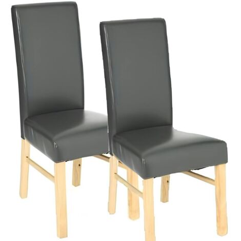 Chaise moderne grise avec pieds bois (lot de 2)