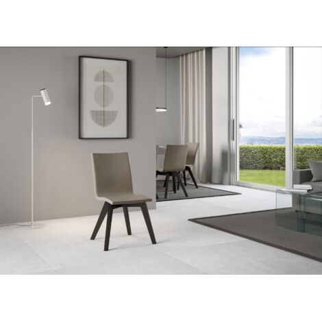 Chaise moderne simili cuir marron et pieds bois anthracite Julak