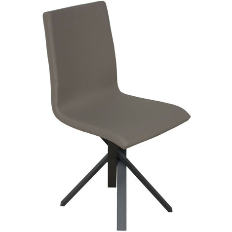 Chaise moderne simili cuir marron et pieds métal anthracite Amanda