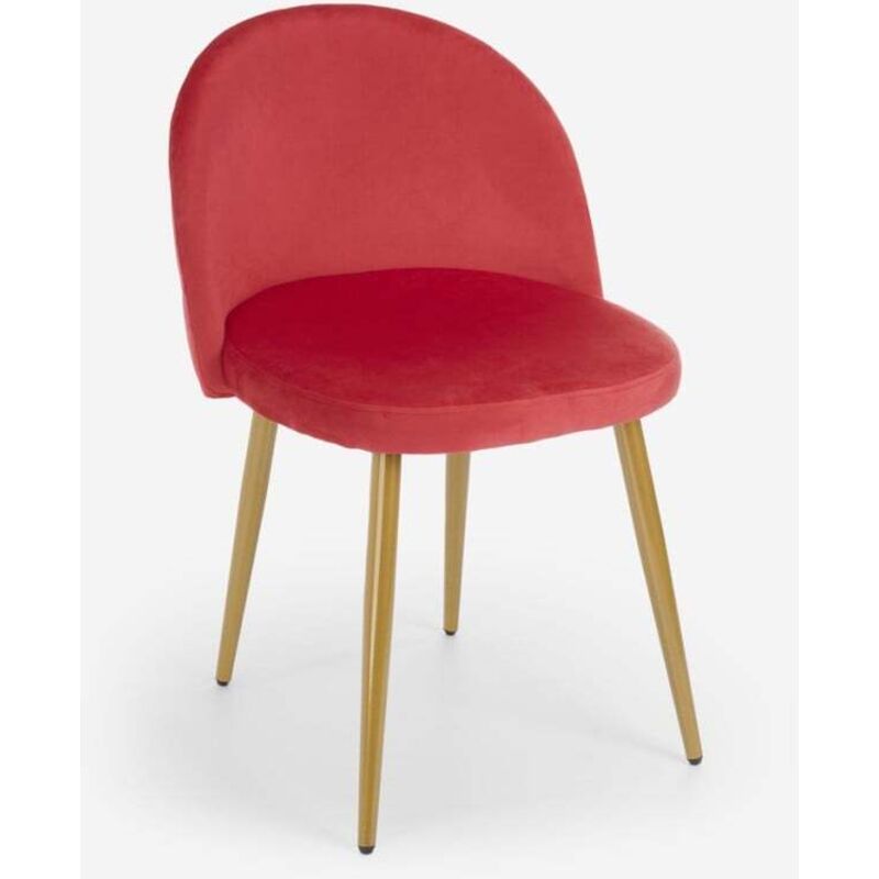 Ahd Amazing Home Design – Chaise moderne en velours rouge avec pieds dorés – Dossier rembourré – Dimensions 50x49x76 cm – Design élégant pour salle à