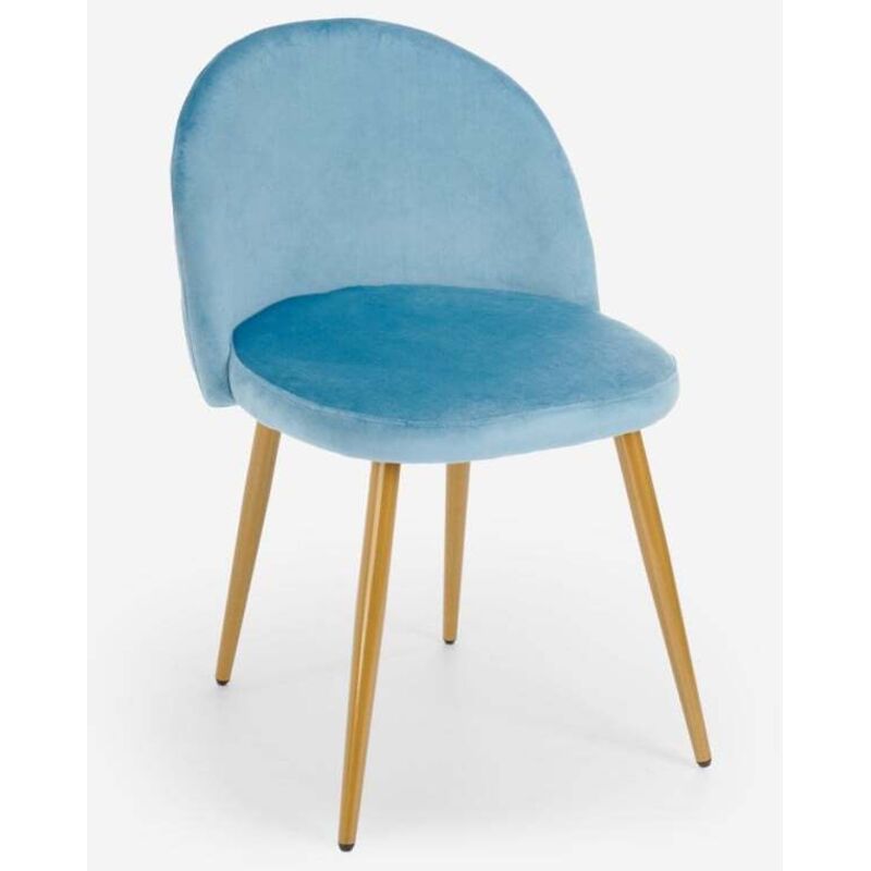 Chaise de cuisine salle à manger salon moderne velours pieds dorés Bert - Turquoise