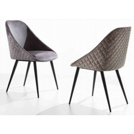 Chaise moderne velours et pieds métal Jacky - Lot de 2-Beige foncé