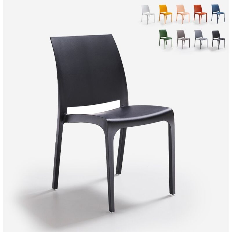Bica - Chaise de plein air en polypropylène startable avec pieds de lyrs sans glissement Black - Black