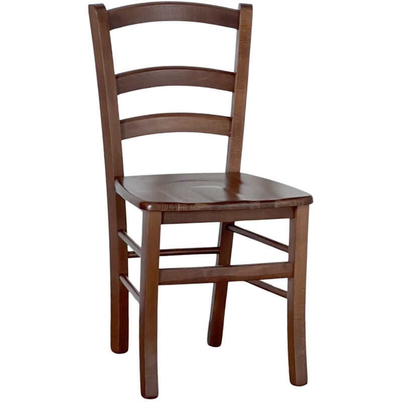 Okaffarefatto - Chaise de salle à manger Venice avec assise en bois de noyer foncé massif