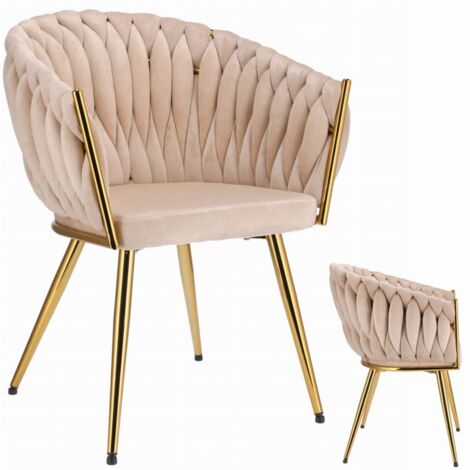 Chaise MOLTO, beige, pieds dorés