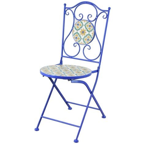 SIGNES GRIMALT Chaise Mosaïque d'Extérieur Tropicale - Mobilier d'Appoint en Métal et Céramique