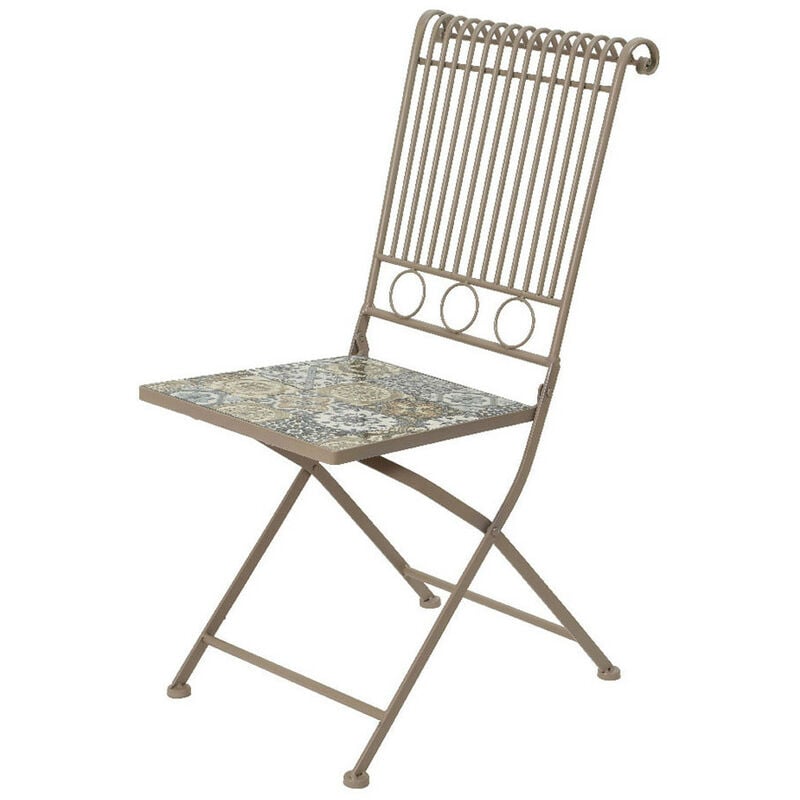 Chaise métallique/mosaïque couleur : brun 45x38x90cm modèle bistro pour usage extérieur