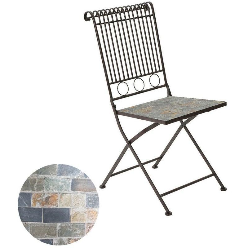 Chaise en métal/mosaïque couleur : brun 39x39x90cm modèle stuttgart pour usage extérieur