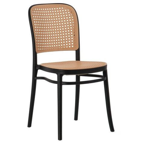 Chaise Moulin Vintage en Rotin Synthétique | Noir - Noir
