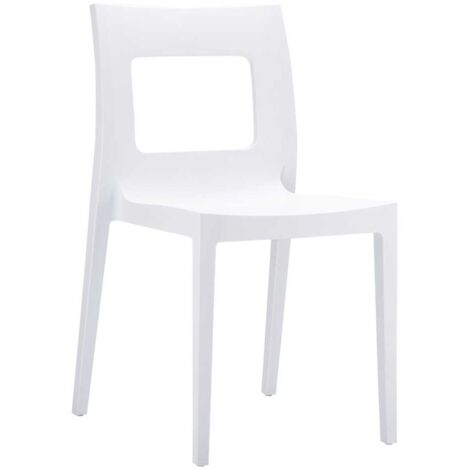 Chaise multi-usages pour intérieur ou extérieur dossier ouvert empilable en plastique blanc 100005509