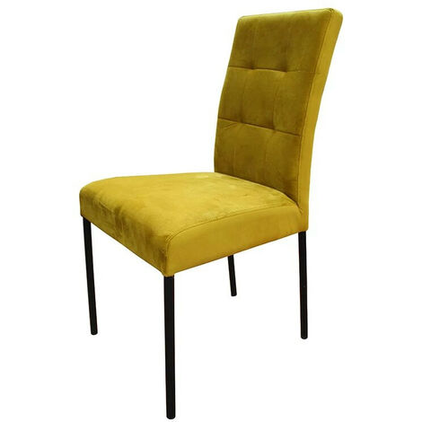 Chaise Nanda velours jaune pieds métal noir