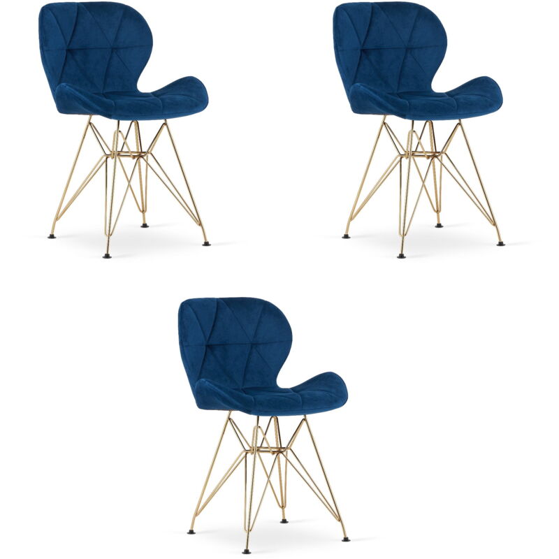 Chaise NEST - velours Grant / pieds dorés x 3