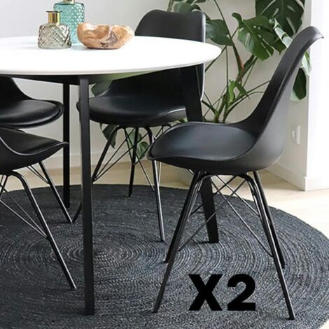 Chaise noire basique avec pieds métal (lot de 2) LOTA