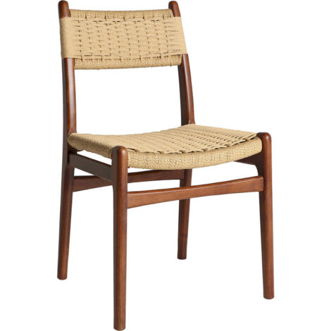 Chaise nordique en bois de hêtre et corde beige élégante
