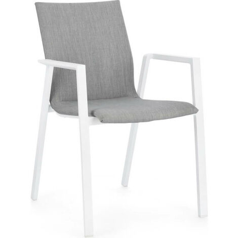 Chaise Odeon Avec Accoudoirs Blanc Et Gris