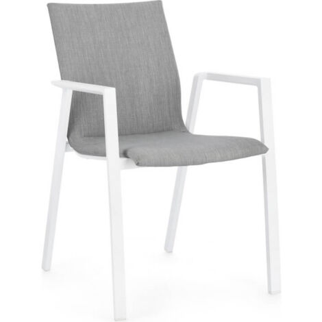 Chaise Odeon Avec Accoudoirs Blanc Et Gris