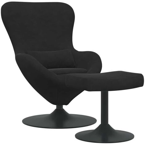 Chaise Œuf avec Pouf Noir Velours