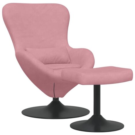 Chaise Œuf avec Pouf Rose Velours