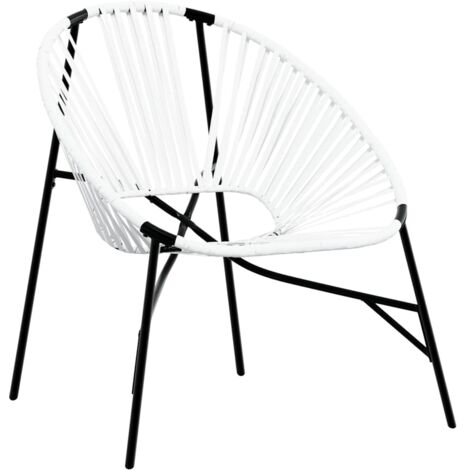 Chaise œuf de jardin Chaise d'extérieur noir et blanc résine tressée