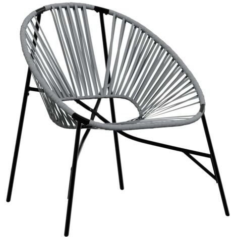 Chaise œuf de jardin Chaise d'extérieur noir et gris clair résine tressée