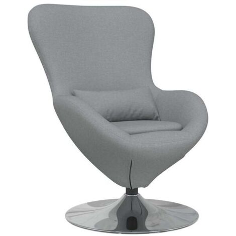 Chaise œuf design scandinave en tissu gris clair – Fauteuil ergonomique 63 x 73 x 90 cm pour salon, bureau ou espace lounge