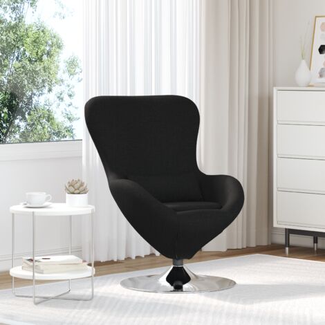 Chaise Œuf Tissu Noir vidaXL