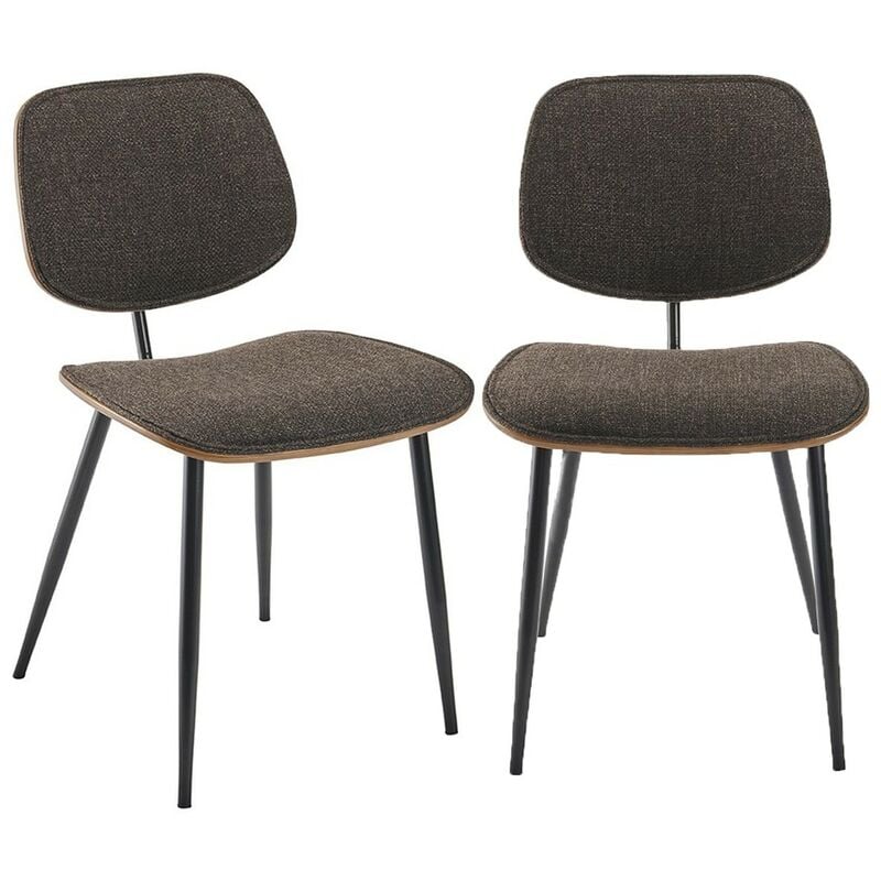 signature - lot de 2 chaises en tissu gris / brun - olympia - gris