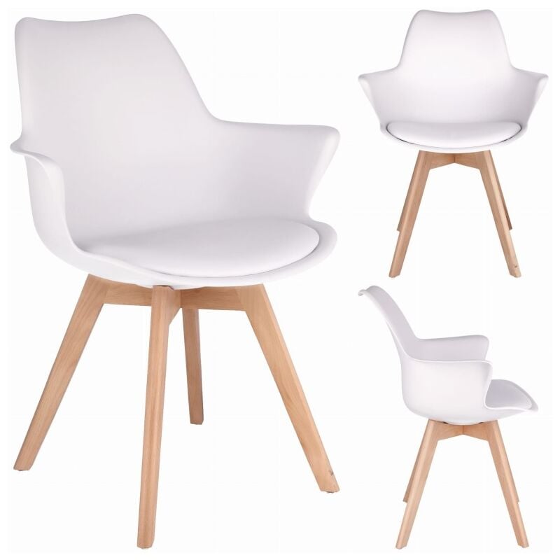 Chaise ORLEAN, scandinave, plastique, éco-cuir blanc