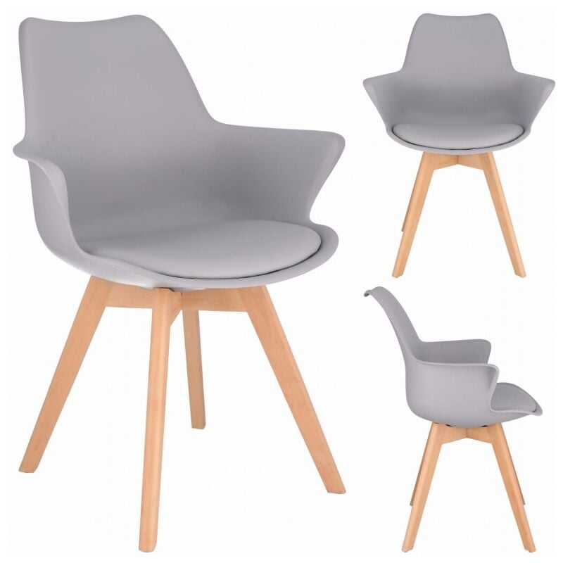 Chaise ORLEAN, scandinave, plastique, éco-cuir gris