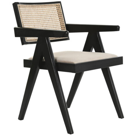 Chaise Orme Rotin 55X54X82 Noir
