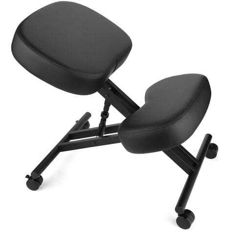 Chaise orthopédique, Chaise à Genoux réglable avec coussin épais pour maison et bureau, Tabouret ergonomique, Correcteur de Posture - Noir