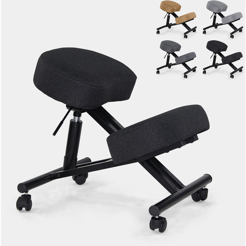 Bodyline-health And Massage - Chaise orthopédique suédoise ergonomique en tissu et en métal Balance Lux | Couleur: Noir