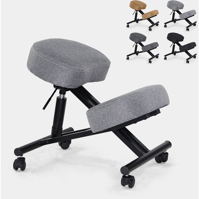 Chaise de bureau ergonomique siège assis-genoux en tissu Balancesteel Lux Couleur: Gris