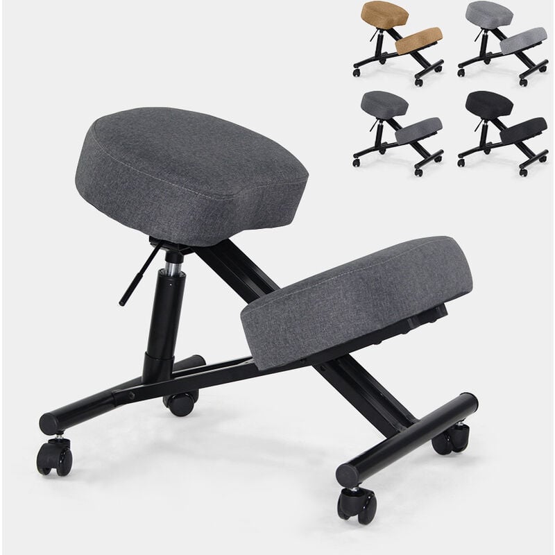 Chaise de bureau ergonomique siège assis-genoux en tissu Balancesteel Lux Couleur: Gris foncé
