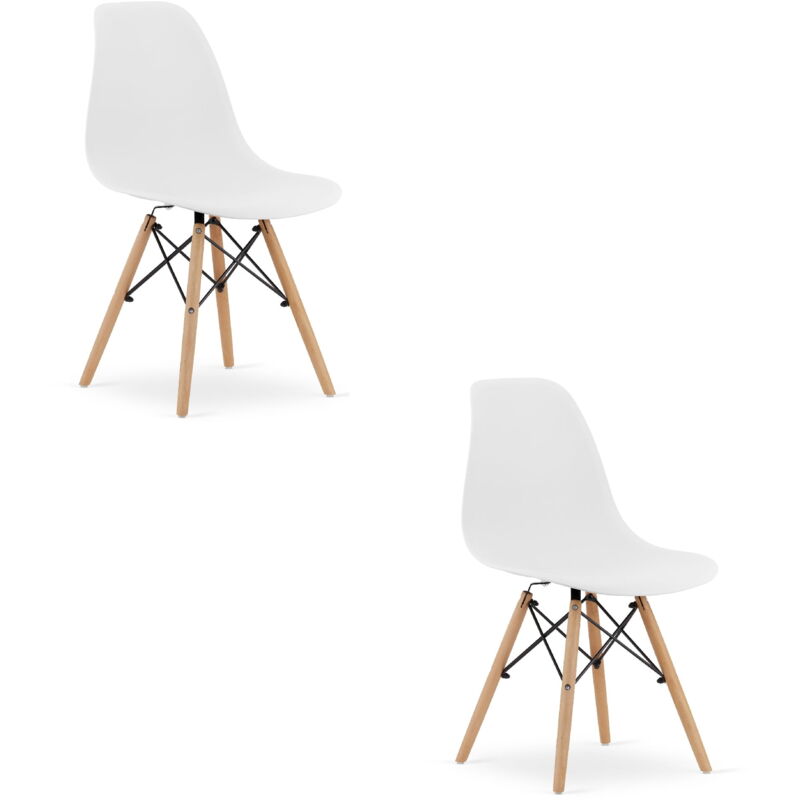 Chaise OSAKA blanc / pieds naturels x 2