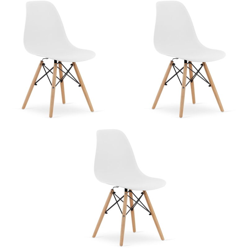 Chaise OSAKA blanc / pieds naturels x 3