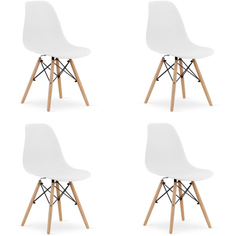 Chaise OSAKA blanc / pieds naturels x 4