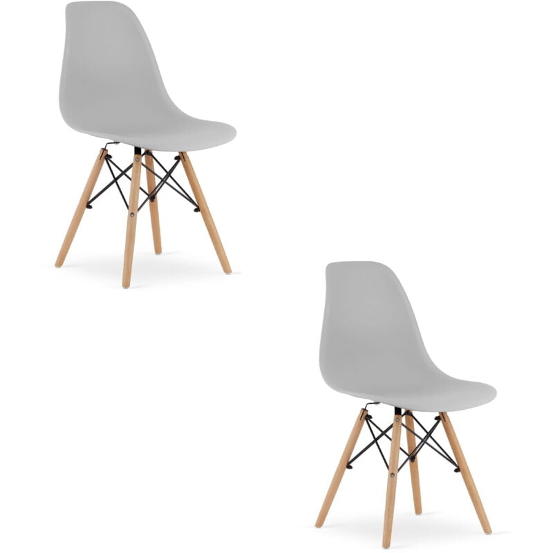Chaise OSAKA gris / pieds naturels x 2