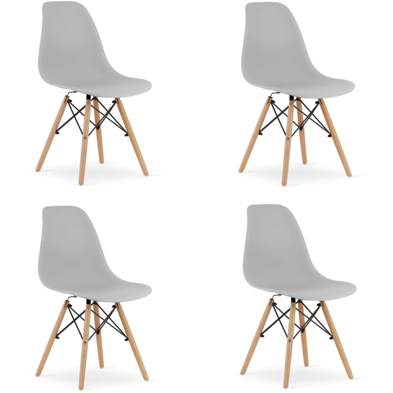 Chaise OSAKA gris / pieds naturels x 4